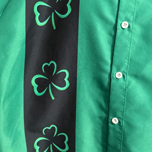 Arvil Hill Green St. Patrick's Day Shamrock Short Sleeve Button Down Shirt XXL - Picture 9 of 13